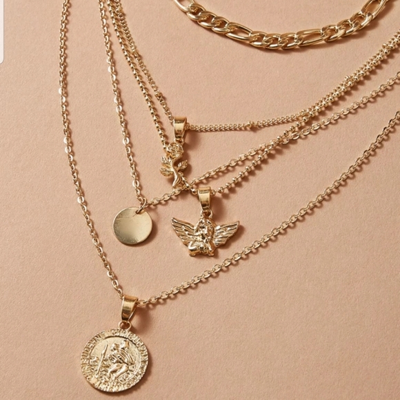 *Glory* Layered Gold Charm Necklace - Picture 2 of 3